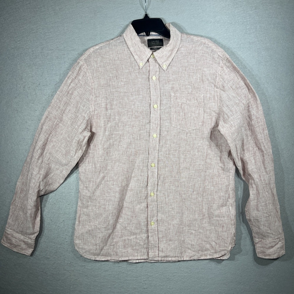 Jachs New York Linen Shirt Long Sleeves Mens Classic Fit Large Red Sun Dried